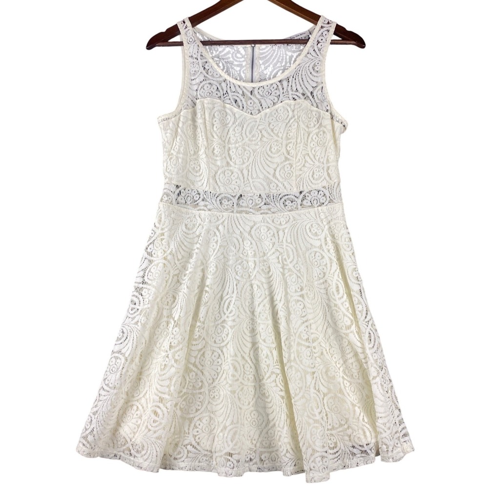 American Rag Womens S Romantic Coquette Lace Skater Mini Dress‎ Boho Sheer